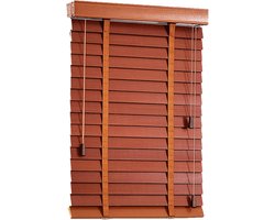 Houten Jaloezieën - Vensterluiken Hout - Privacy Creëren - 50mm Lamellen - 55x130cm - Natuurlijk Hout