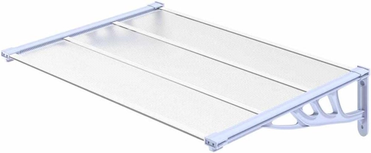 Deurluifel Polycarbonaat - Voordeur Overkapping - Bescherming tegen Weer - Holle Platen Constructie - 122 x 90 cm - Grijs Transparant
