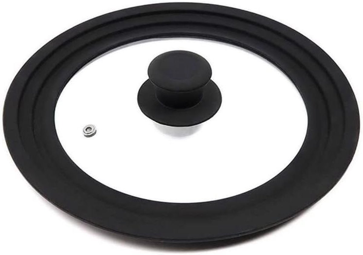 Universeel Pannendeksel - Glazen Deksel - Koken en Bakken - Drie Maten Deksel - 28-32 cm - Zwart