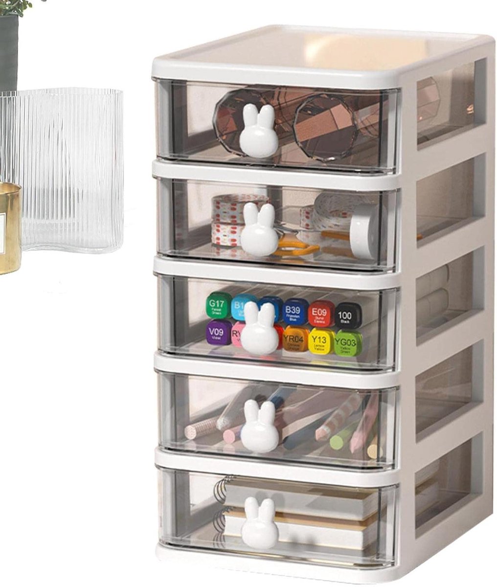 Cosmetische Organizer - Lade Opberger - Bureau Organiseren - 4 Laags Design - 134 x 17 x 21 cm - Wit