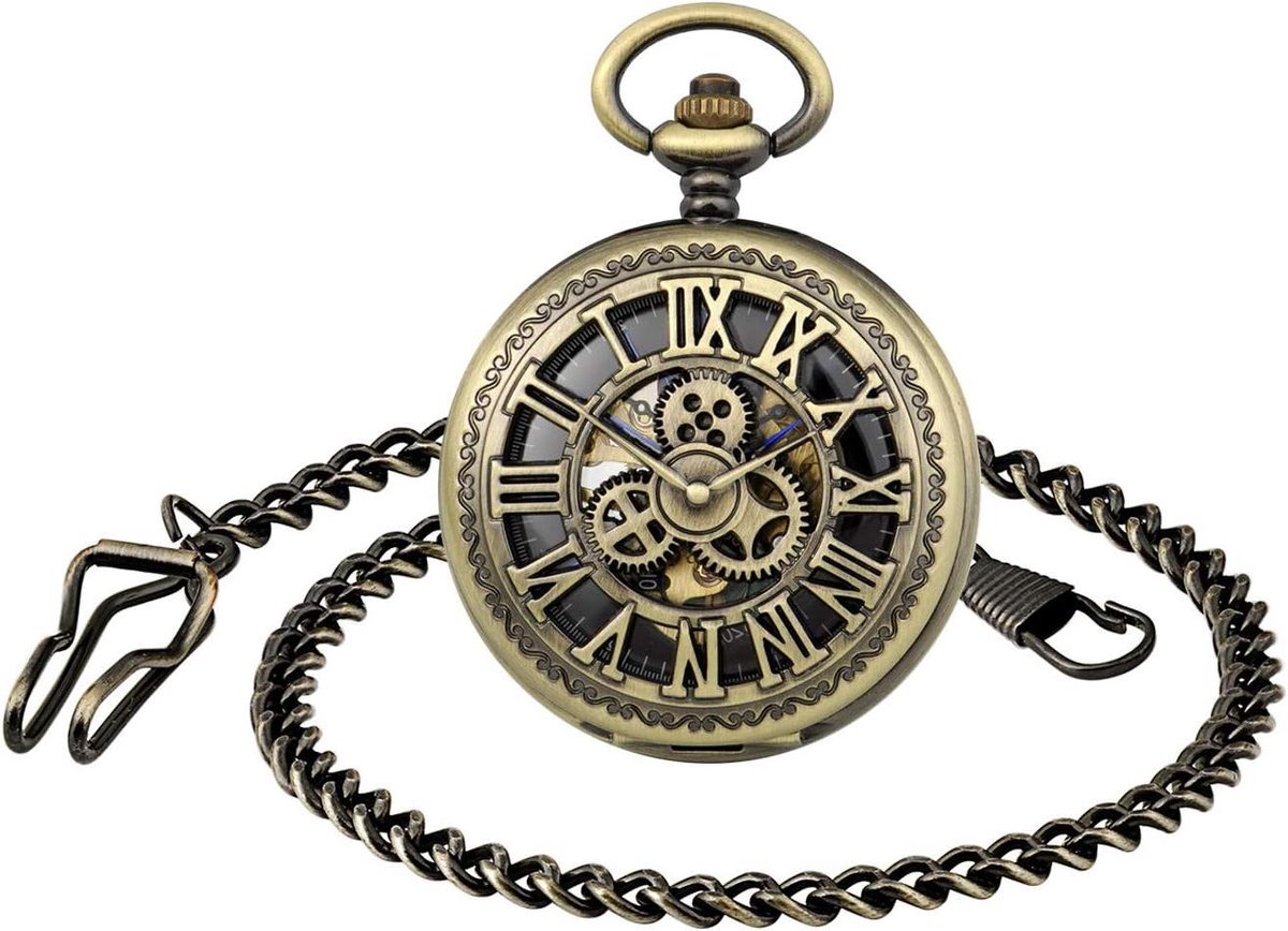 Zakhorloge Mechanisch - Horloge Mannen Vrouwen - Klassiek Accessoire Dragen - Zichtbaar Uurwerk - 37 cm Ketting - Zilverkleurig