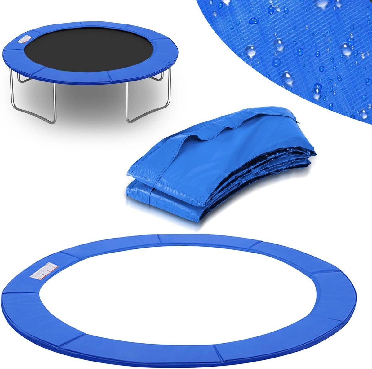 Trampoline Randafdekking - Veerafdekking Jumper - Trampoline Veiligheid - 15mm Dikke Bekleding - 244 cm Buitendiameter - Blauw