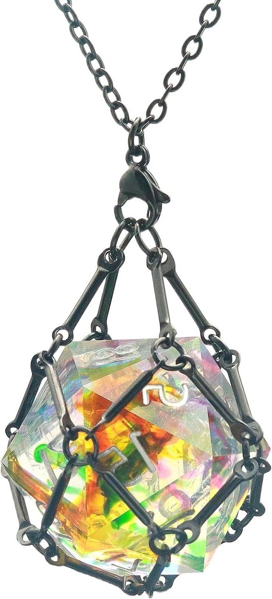 Dobbelsteenkooi Ketting - Dobbelsteenhouder - DND Spelers - Roestvrij staal - Large - Zwart