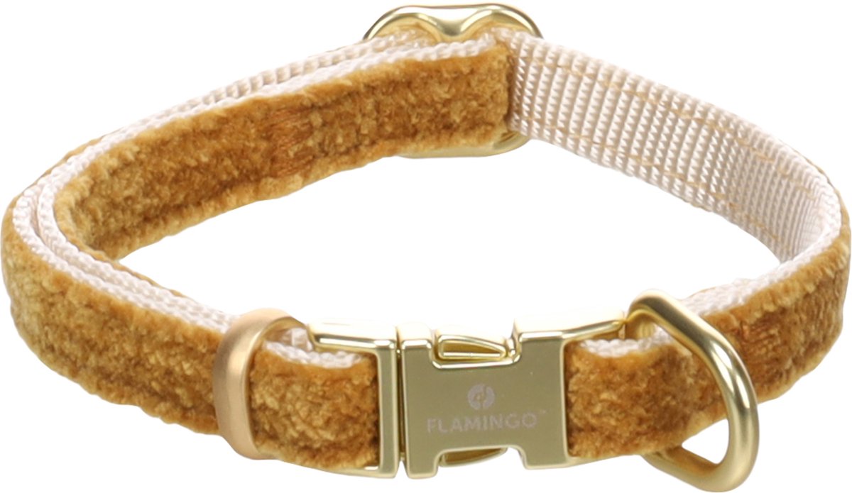 Flamingo - Hond Halsband Saba Geel XS 20-35cm 10mm