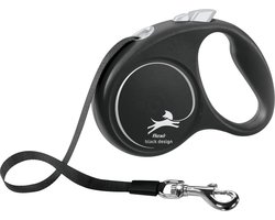 Flexi Black Design Tape - Rollijn Hondenriem - S - 5 Meter - Zwart - <15 kg