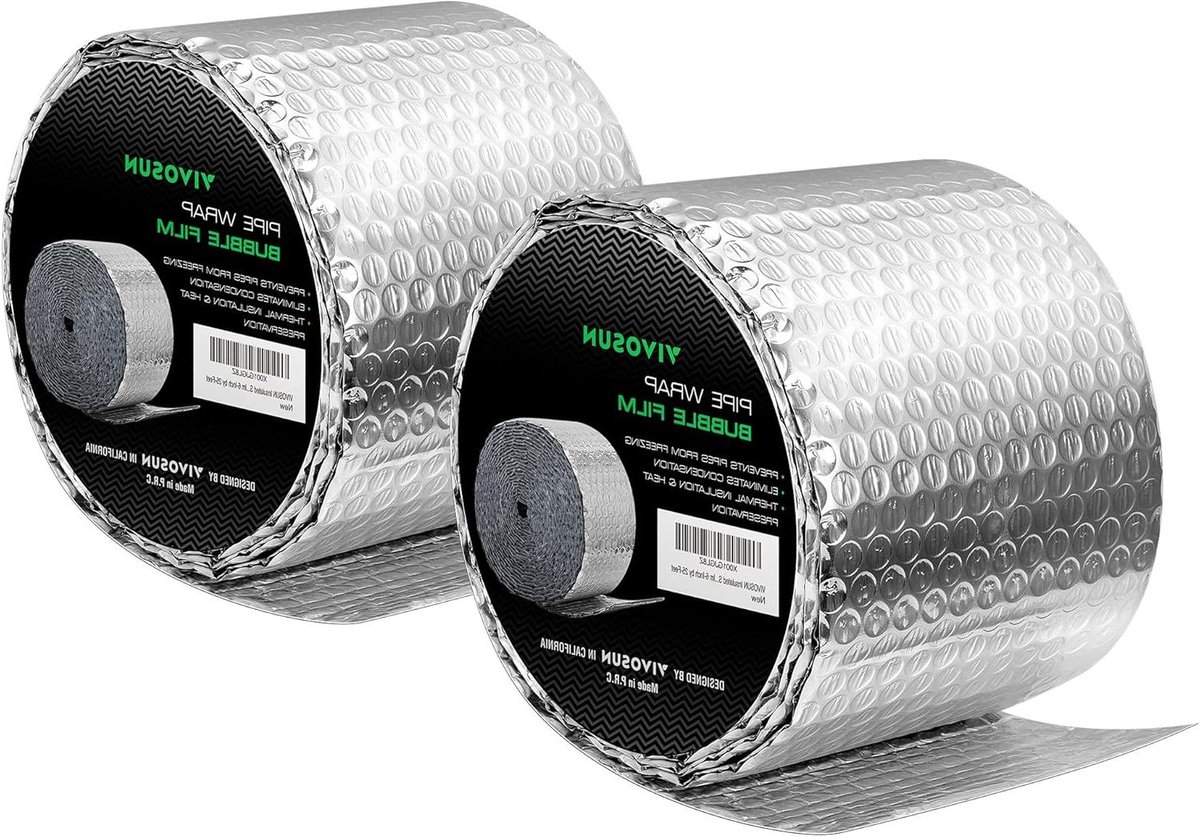 Buisisolatie Bubbelfolie - Isolatie Wrap - Leidingen Isoleren - Creëert Luchtruimte - 2 x 7.6 meter - Aluminium