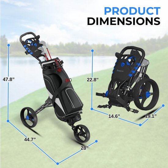 Golf Push Cart - Golfkar Trolley - Golfen Lopen - Lichtgewicht Opvouwbaar - 15 kg Draagvermogen - Zwart Rood van GOLF — afbeelding 3