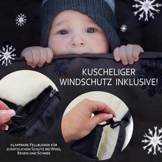 Voetenzak Kinderwagen - Babyzak Winter - Warm Houden Baby - Universele Pasvorm - 90 cm - Zwart — afbeelding 2