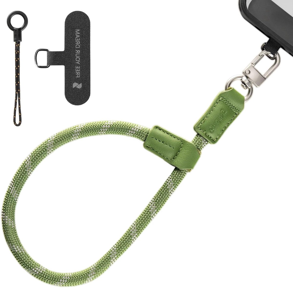 Telefoon Polsband - Smartphone Lanyard - Veilig Telefoon Dragen - Met Sleutelhaak - 38 cm - Groen