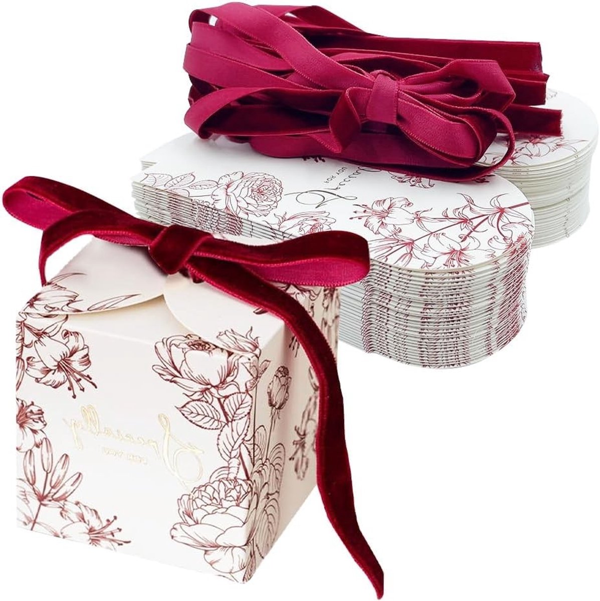 Kraft Vierkante Papieren Candy Dozen - 30 Stuks met Lint voor Chocolade, Geschenkdozen voor Verjaardag, Kerst en Bruiloft