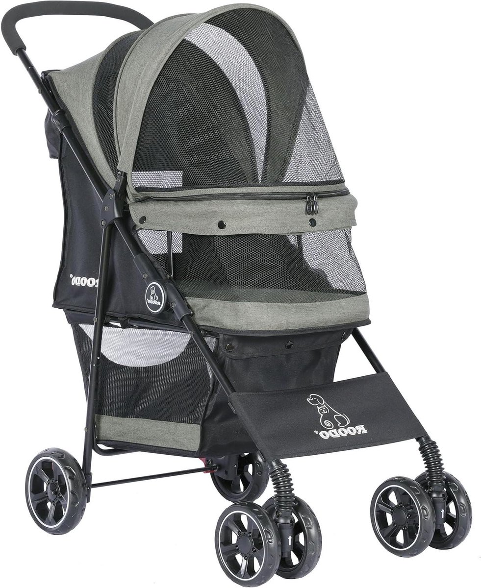 Hondenwandelwagen 4 wielen - Reisbuggy Hond - Huisdier vervoeren - Lichtgewicht opvouwbaar - tot 14 kg - Sage Groen