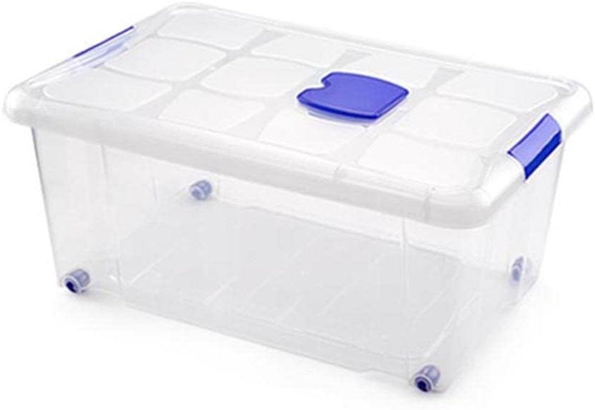 Opbergdoos - Opbergkist Box - Spullen Opbergen - Met Transportwiel - 36 Liter - Grijs
