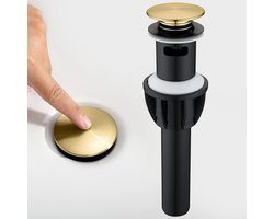 Gootsteenafvoer met Overloop - Wastafelstop Afvoer - Badkamer Verbouwen - Anti-verstopping Mandfilter - Standaard 1 3/4 Inch - Geborsteld Goud