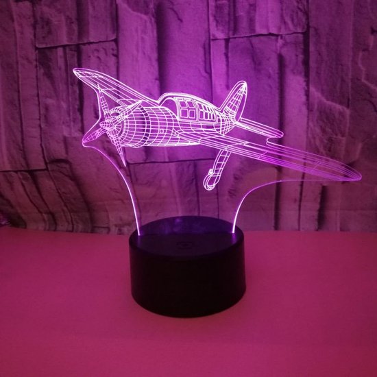 Nachtlampje Vliegtuig - Decoratie Lamp - Kinderkamer Verlichten - 7 Kleuren Verandering - 8.5 x 17 x 17 cm - Meerkleurig — afbeelding 4