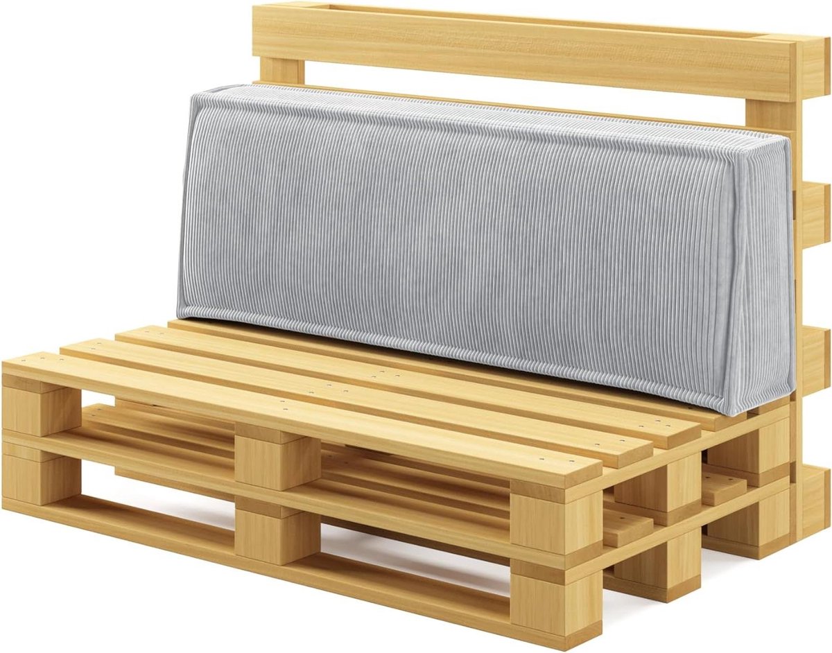 Palletkussens Corduroy - Zitkussen Rugkussen - Terras Aankleden - Afneembare Overtrek - 120 x 40 x 15 cm - Lichtgrijs