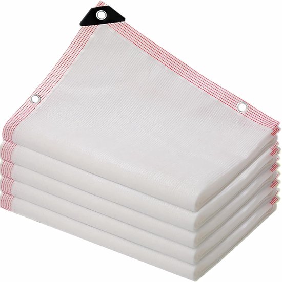 Relaxdays Schaduwdoek Rechthoekig HDPE Zonnedoek Concaaf Verschillende Groottes Wit 2 X 4 M 597046682