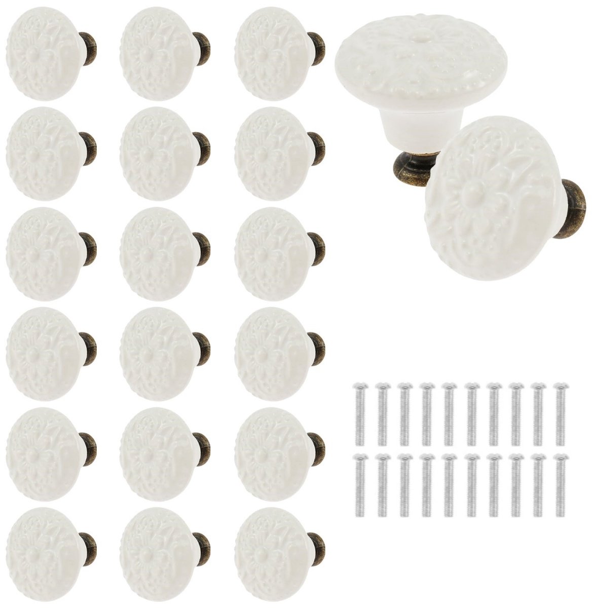 longziming -Keramische Meubelknoppen - Porseleinen Kastknoppen - Decoratieve Handgrepen - Handbeschilderd Glazuur - Zinklegering Basis - Keramiek En Metaal - Retro Artistieke Stijl - Krasbestendig En Duurzaam - 20 Stuk