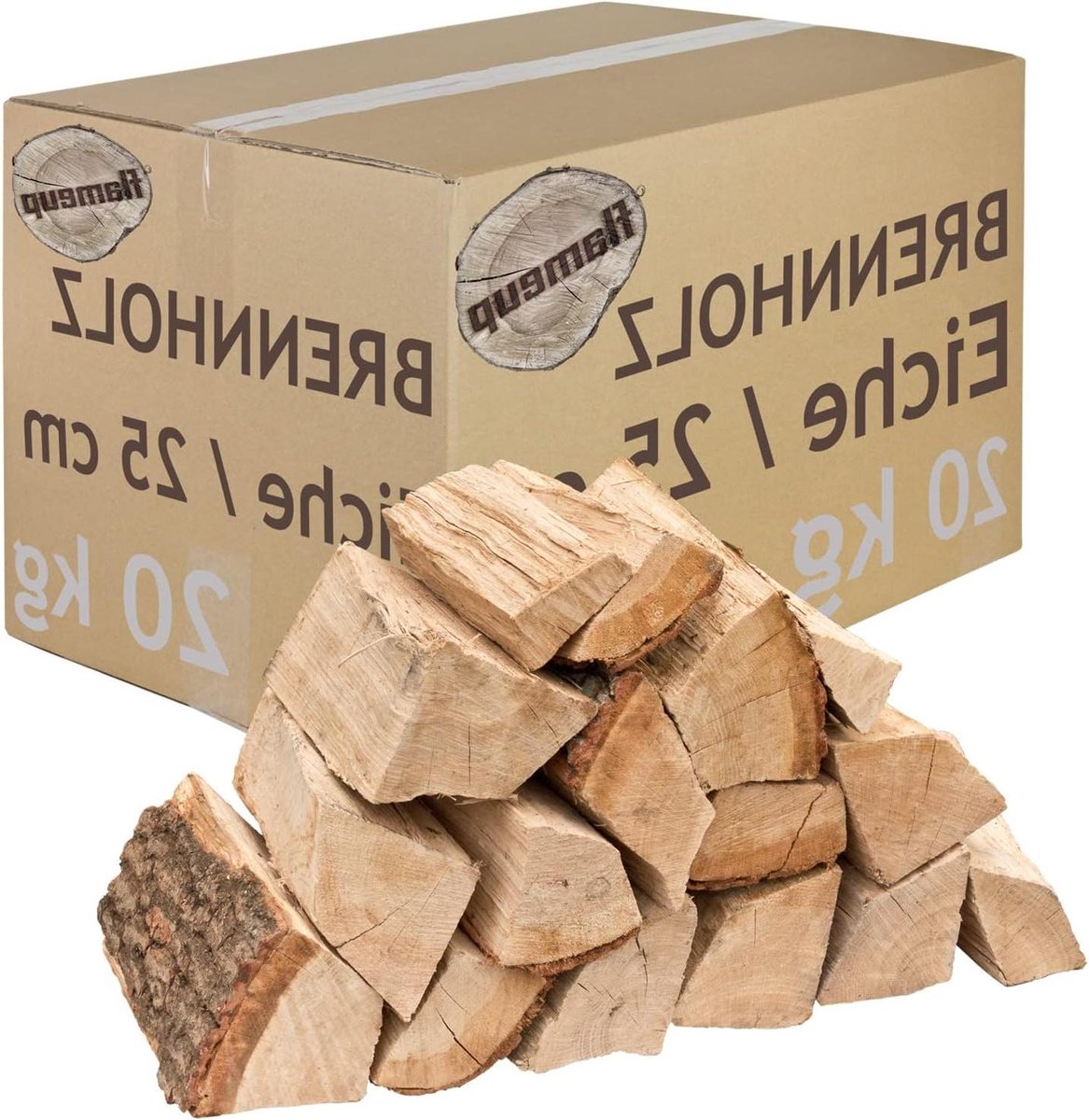 Haardhout Eiken - Brandhout Houtblokken - Open Haard Stoken - Kamergedroogd - 20 kg - Bruin