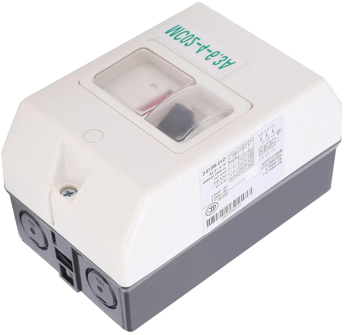 Motorbeveiligingsschakelaar - Schakelregelaar Isolator - Asynchrone motor bedienen - Waterdicht IP55 - 6.3A - Zwart