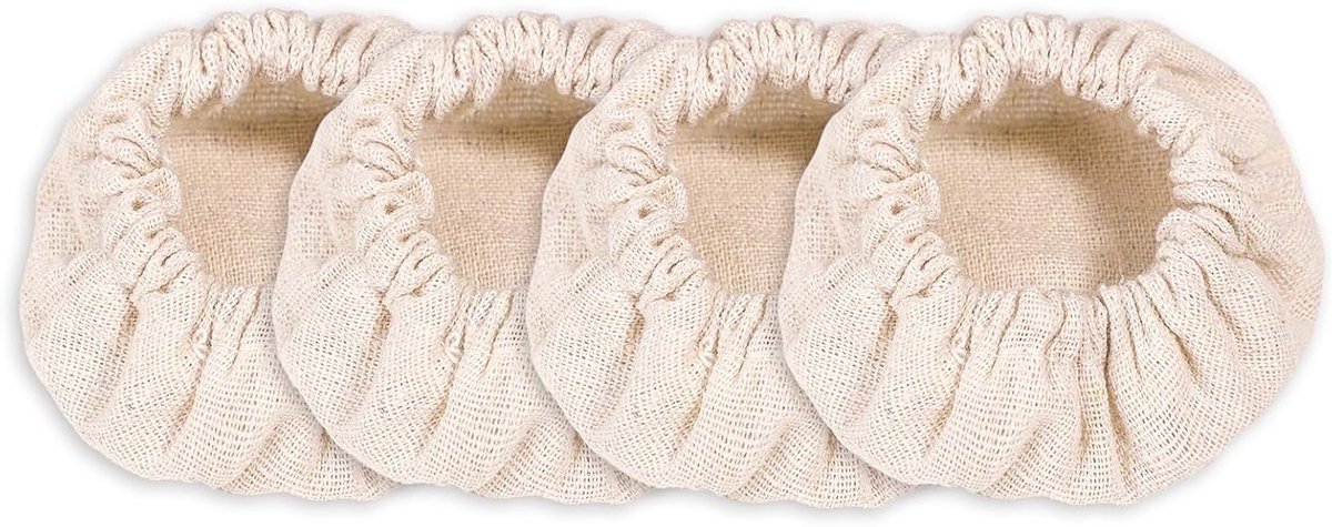 Herbruikbare katoenen deksels voor zuurdesem starters - 4 stuks, elastische potcovers voor 8-10 cm potten, ideaal voor zuurdesem en fermentatie
