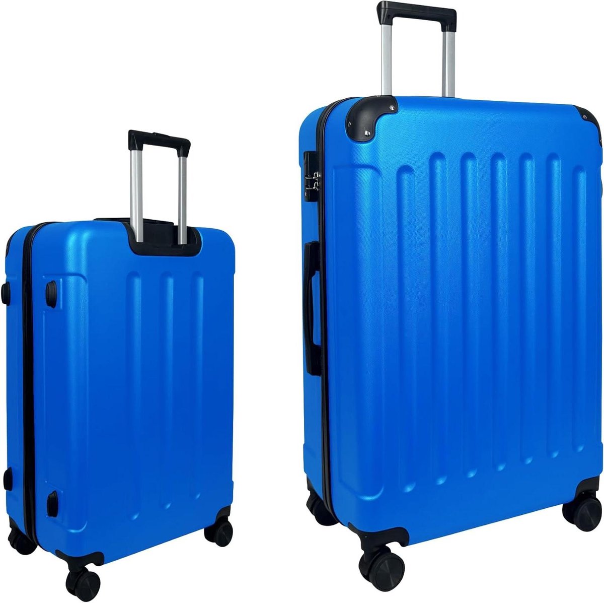 Reiskoffer ABS Trolley - Harde Koffer - Veilig Reizen - 4 Dubbele Wielen - 75 cm - Lichtblauw
