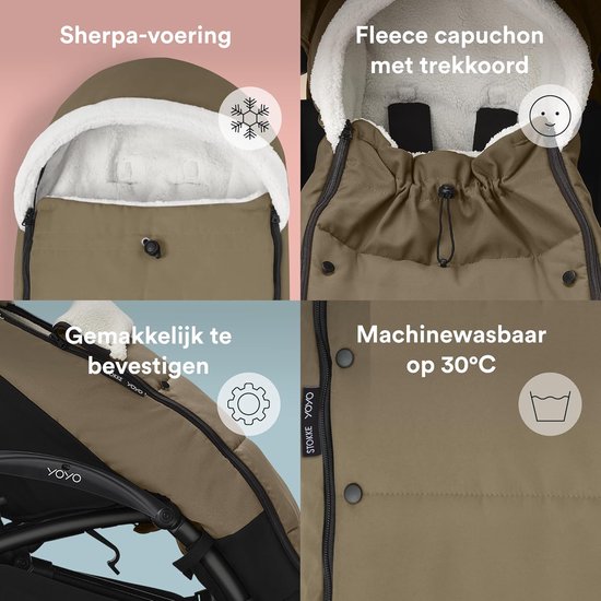 Voetenzak Kinderwagen - Baby deken - Warmhouden baby - Dubbele vulling fleece - 89 x 19 cm - Toffee — afbeelding 5