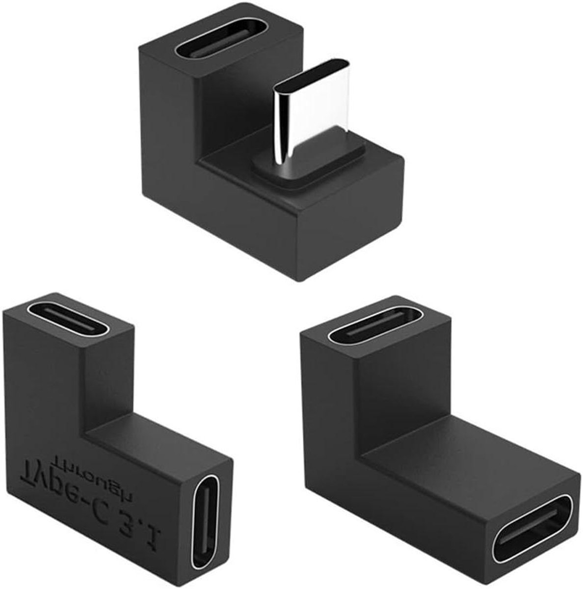 USB-C Adapters - Type C Converters - Data Overzetten - 10 Gbps Snelheid - 3 Stuks - Zwart