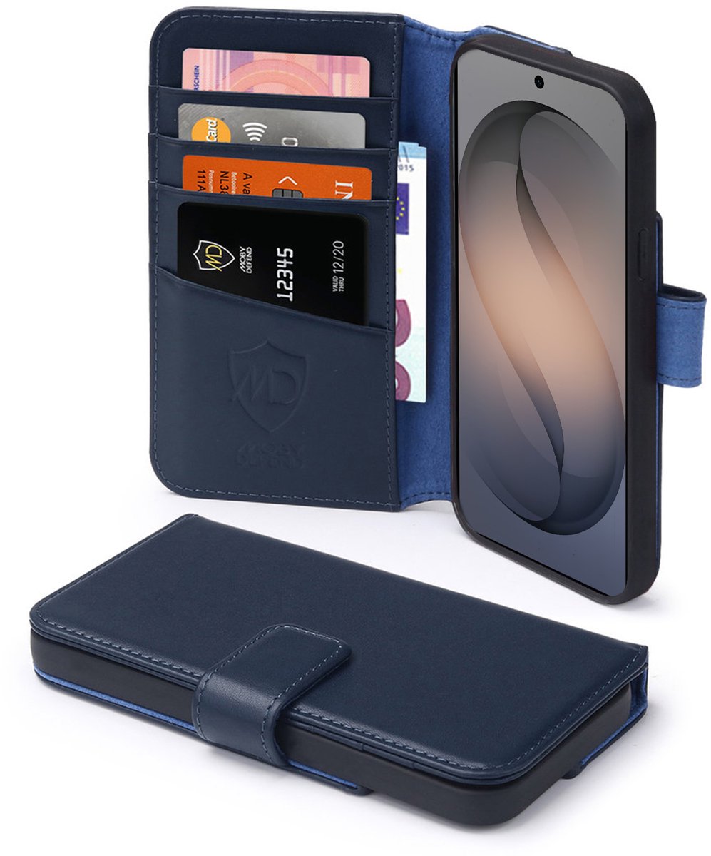 MobyDefend Hoesje - Geschikt voor Samsung Galaxy S26 - Luxe Leren Wallet Bookcase - Blauw