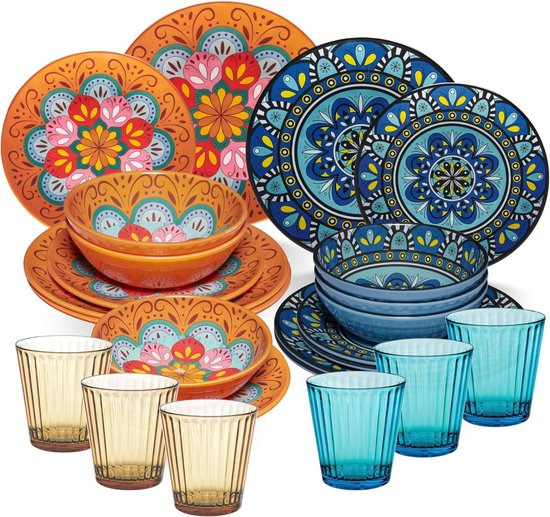 Melamine mokken - Drinkbekers set - Kamperen en outdoor - Keramische look - 350 ml set - Toscane pastel — afbeelding 4
