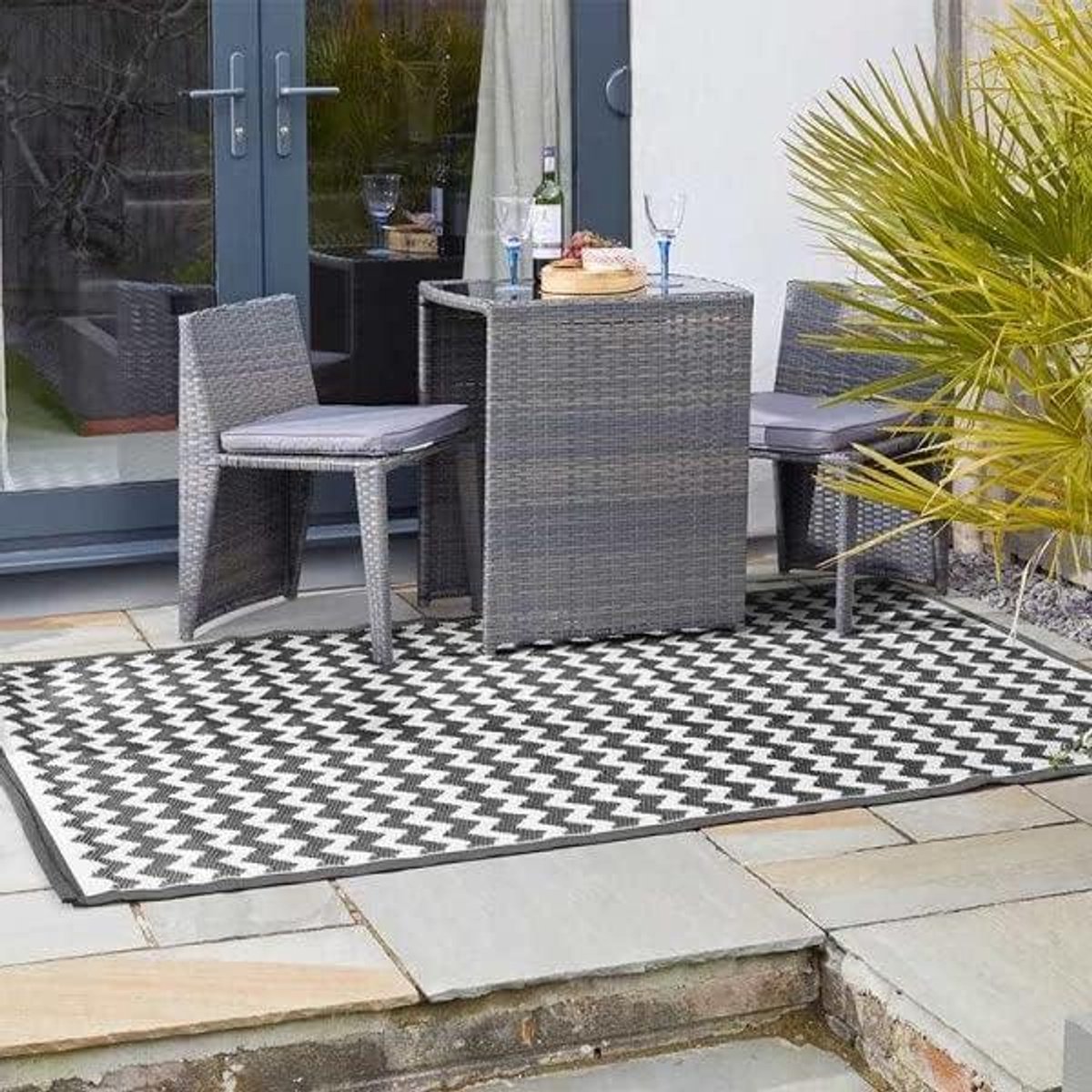 Tuinmat Tapijt - Buitenmat Gazon Tapijt - Buiten Leven - Waterdicht Polypropyleen - 150 x 210 cm - Onyx