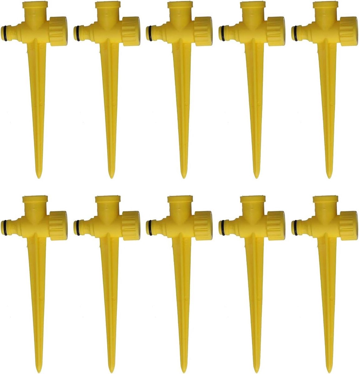 Gazon Sprinkler Spikes - Irrigatie Connectoren - Efficiënt Gras Wateren - Verstevigde Kunststof Basis - 10 Stuks - Zwart