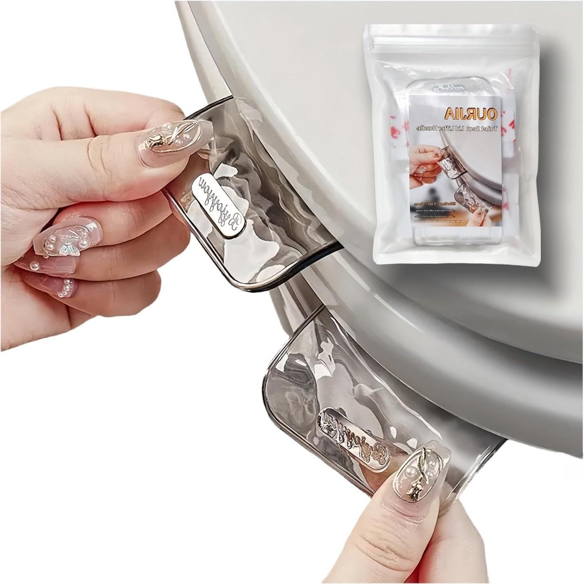 Toilet Knop Hulp - Badkamer Accessoire - Hygiënisch Gebruik - Hartvormig Ontwerp - 1 Stuk - Grijs & Wit
