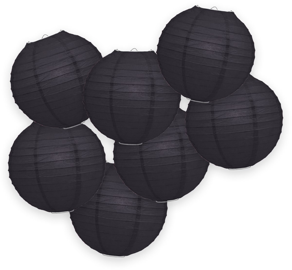 7-set LMPN® papieren lampionnen - zwart - 25cm - zwarte lampion