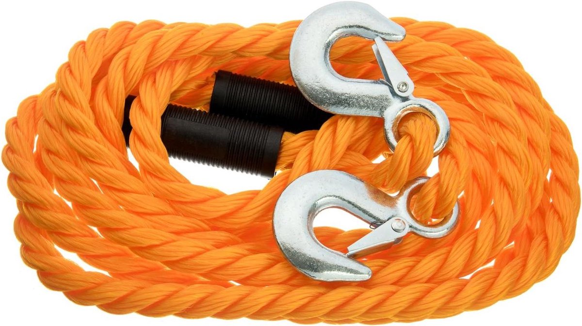 Noodsleeptouw - Sleepkabel Noodgeval - Voertuigen Slepen - Warmtebehandelde Haken - 4 meter - Nylon