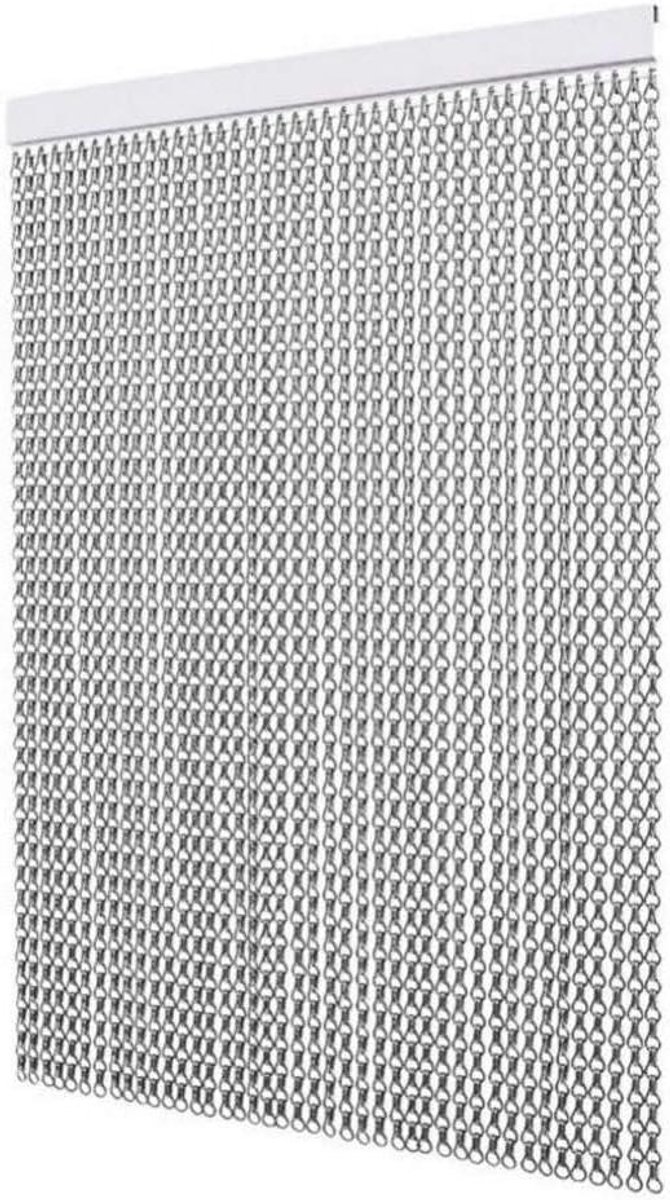 Vliegengordijn Ketting - Insectenwering Deur - Insecten Buiten Houden - Volledig Aluminium - B 80 x H 240 cm - Grijs