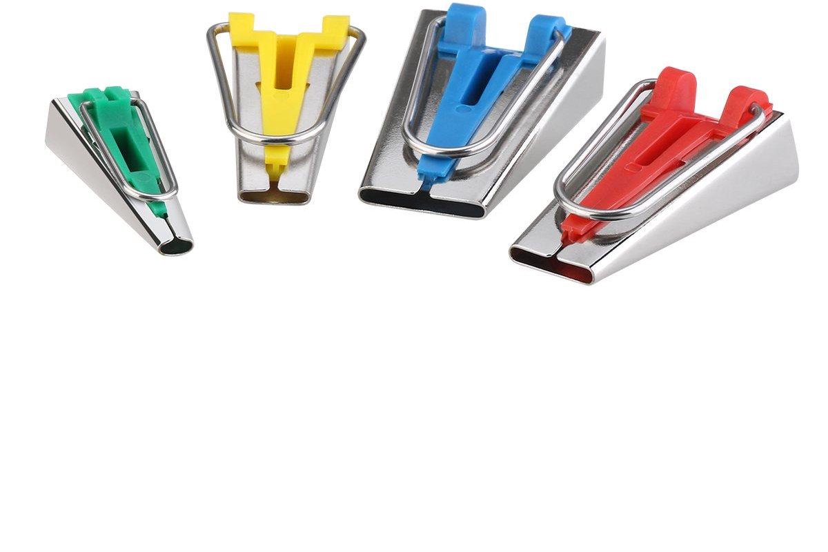 Bias Tape Makers - Naaiset - Stoffen Afwerken - Set van 4 - 6 x 3.5 x 2 cm