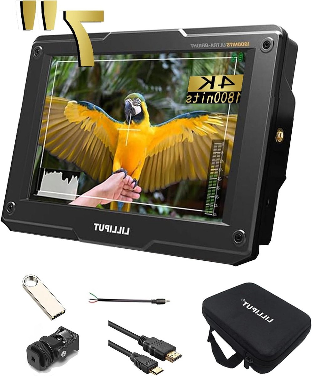 On-Camera Monitor - Field Monitor - Video Opnames Buiten - 1800 Nit Ultra Helder - 7 inch - Zwart