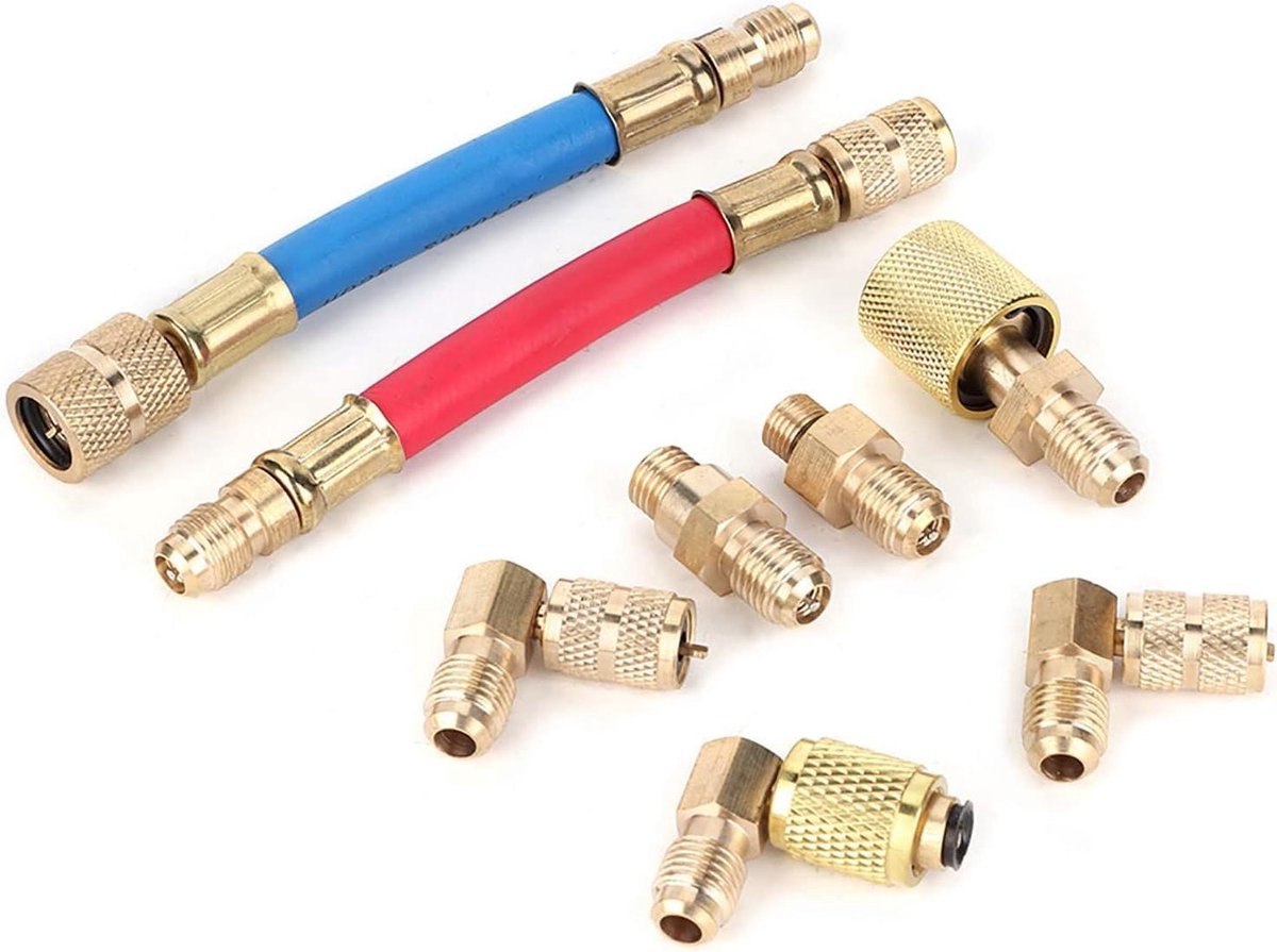 Airco Connector Set - Koeling Adapters - Auto Onderhoud - Koper Materiaal - 8 Stuks - Zilver