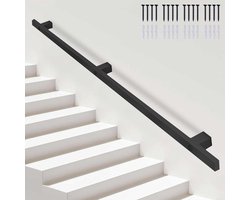 Trapleuning metaal - Muursteun leuning - Veilig traplopen - Hoge draagkracht - 270 cm - Zwart