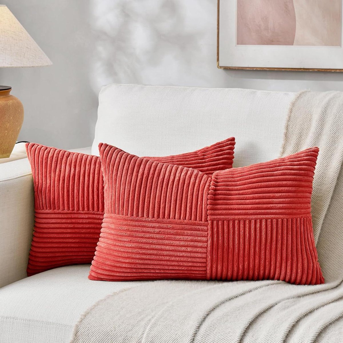 Sierkussens Housse - Kussenhoes Decoratie - Bank Decoreren - Zachte Corduroy Stof - 30x60 cm - Rood
