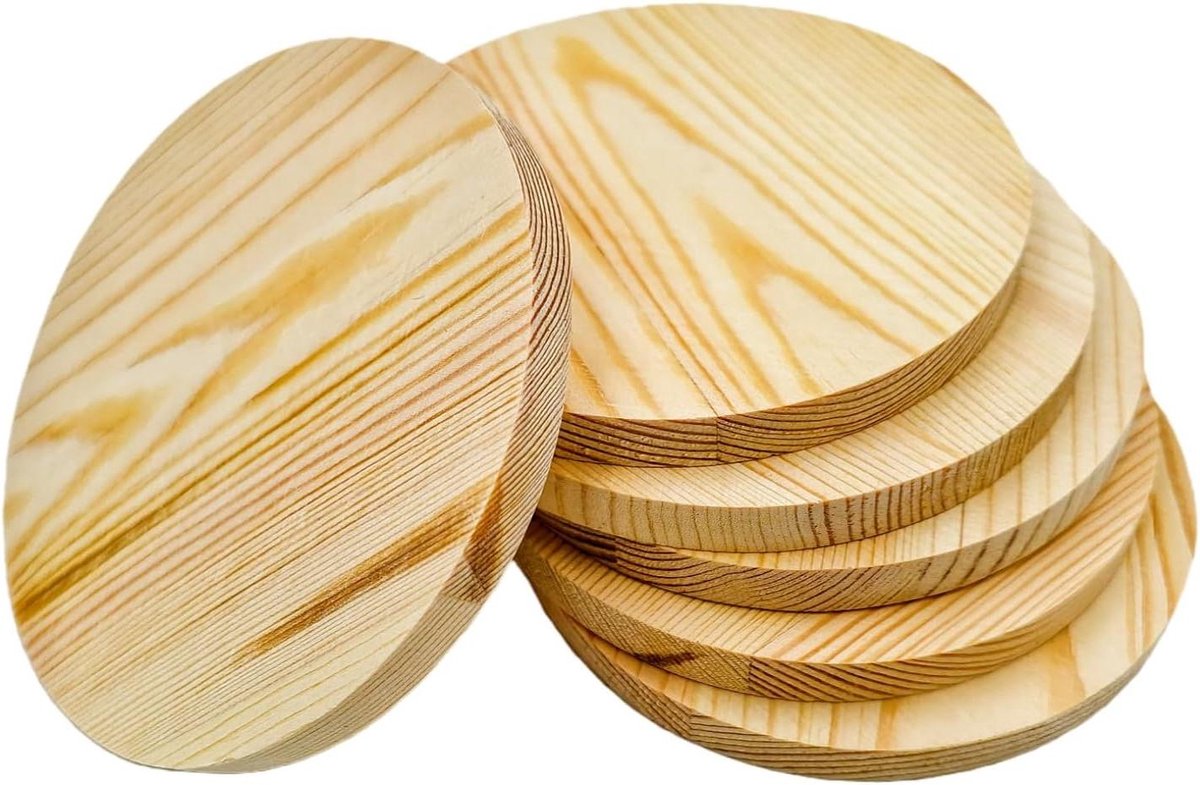 Houten Cirkels - Hout Schijven - Knutselprojecten - Gladde Afwerking - 12 cm - Houtkleur