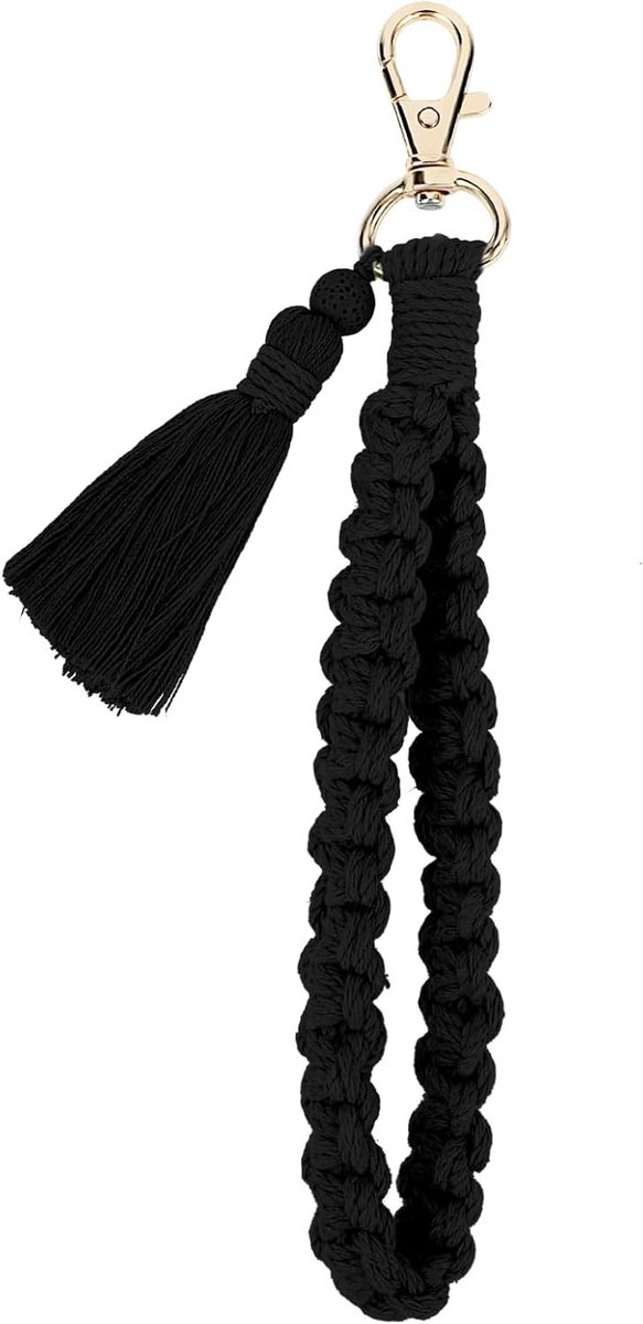 Boho Sleutelhanger met Kwastje en Polsbandje voor Vrouwen - Trendy Sleutelhouder en Lanyard Accessoire