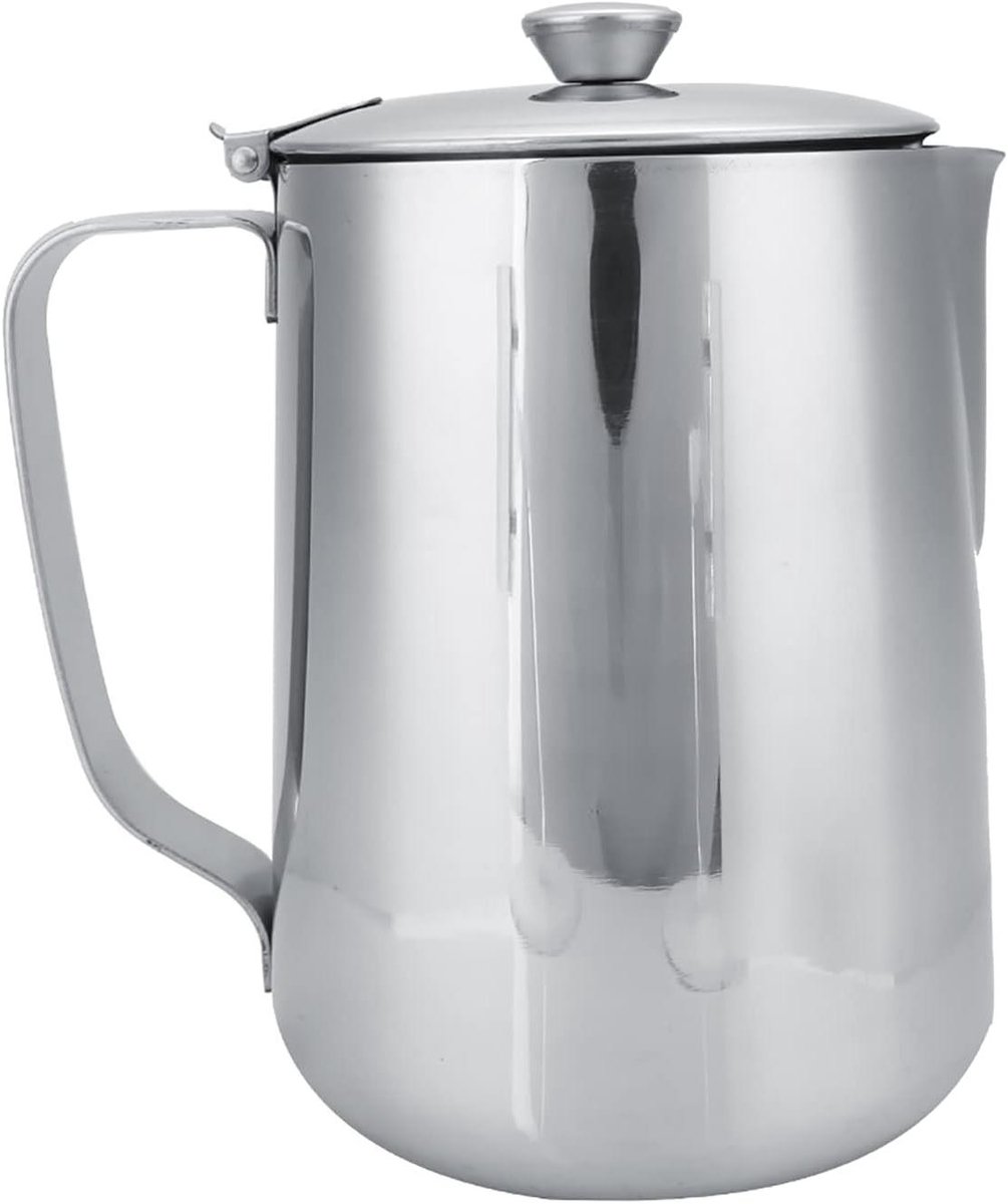 Melkopschuim Kan - Koffiekan Opschuimer - Latte Art Maken - Druppelvrije Tuit - 2000 ml - Zilver