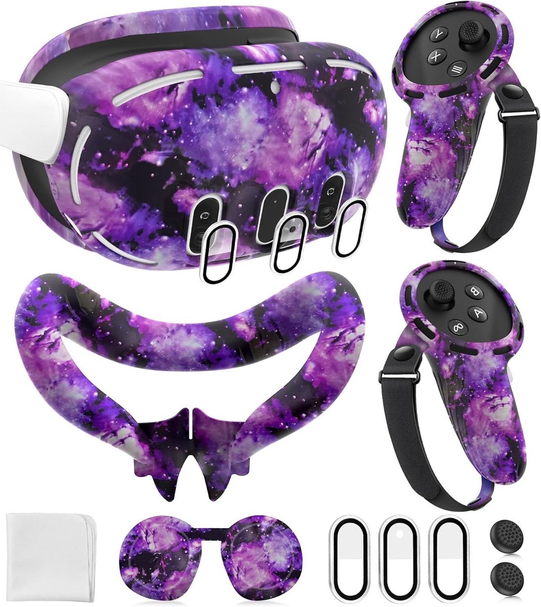 VR Accessoires Set - Quest 3 Bescherming - VR Gaming - Complete Bescherming - 7-delig - Paars