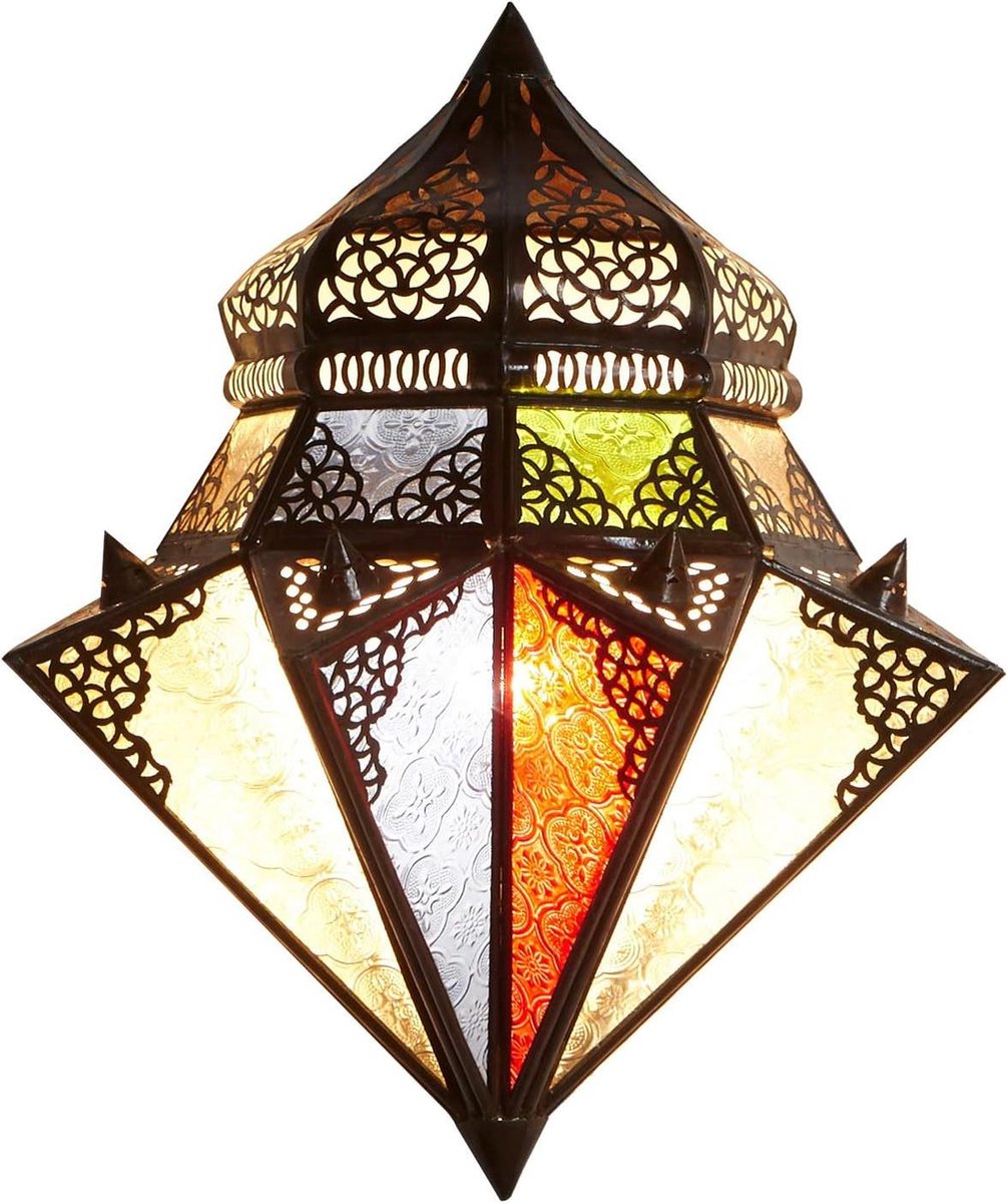 Marokkaanse Wandlamp - Oosterse Lamp - Sfeerverlichting Creëren - Handgemaakt Kunsthandwerk - 32 x 42 cm - Roestvrij Staal
