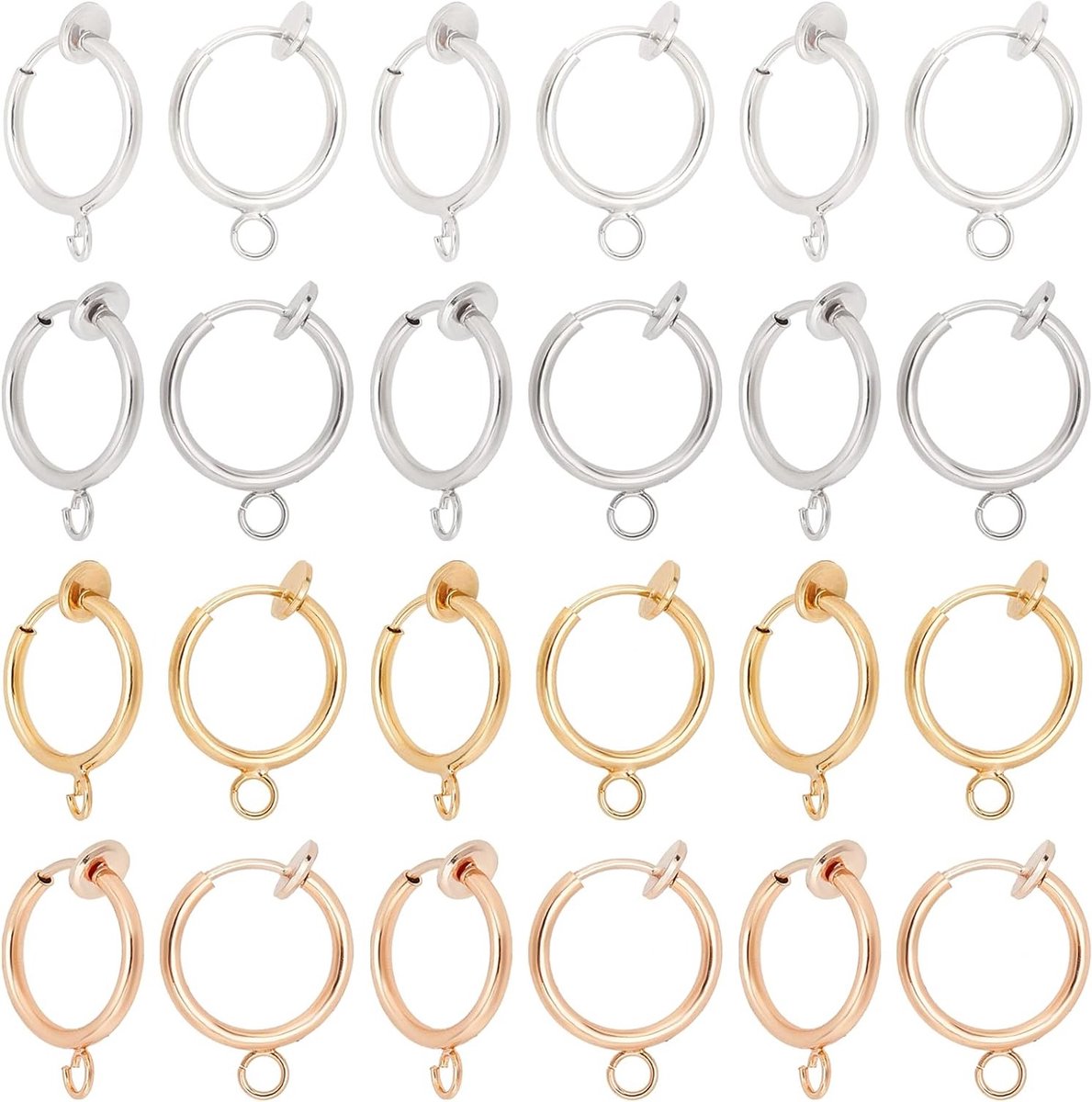 Clip-on Oorbellen Converters, 20 Paar in 4 Kleuren, Messing Dangle Oorbellen met Gemakkelijke Open Lus voor Niet-Gaatjes Oren, Perfect voor DIY Oorbellen Maken en Modeaccessoires