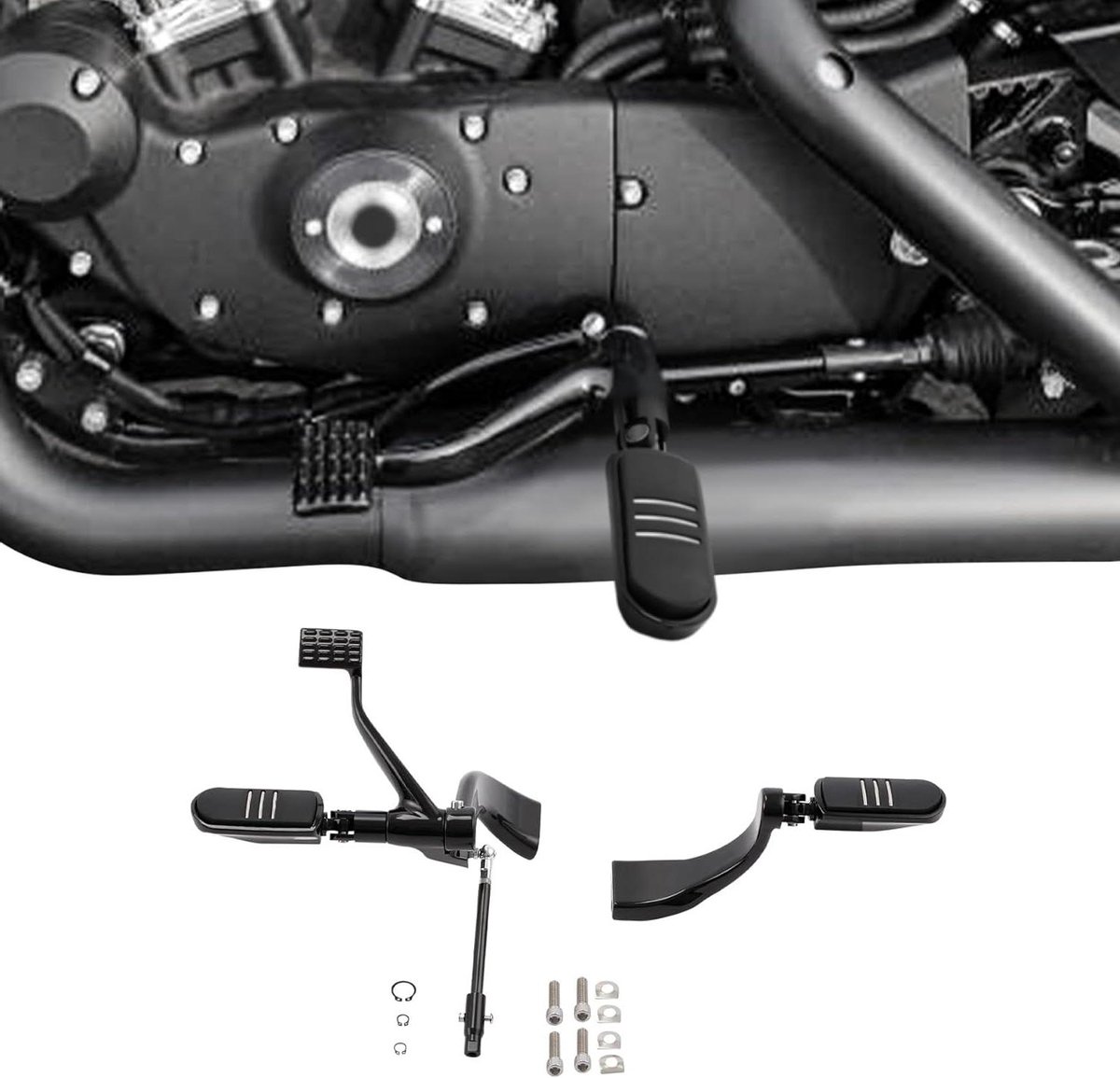 Voetsteun Kit - Mid Control Kit - Motor Rijcomfort - Aluminium Constructie - 48 cm - Zwart