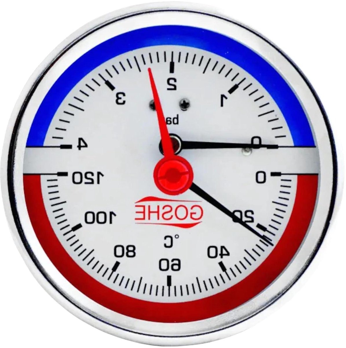 Thermomanometer Axiaal - Manometer Thermometer - Druk Meten - Kunststof Uitvoering - 80 mm 6 bar - null