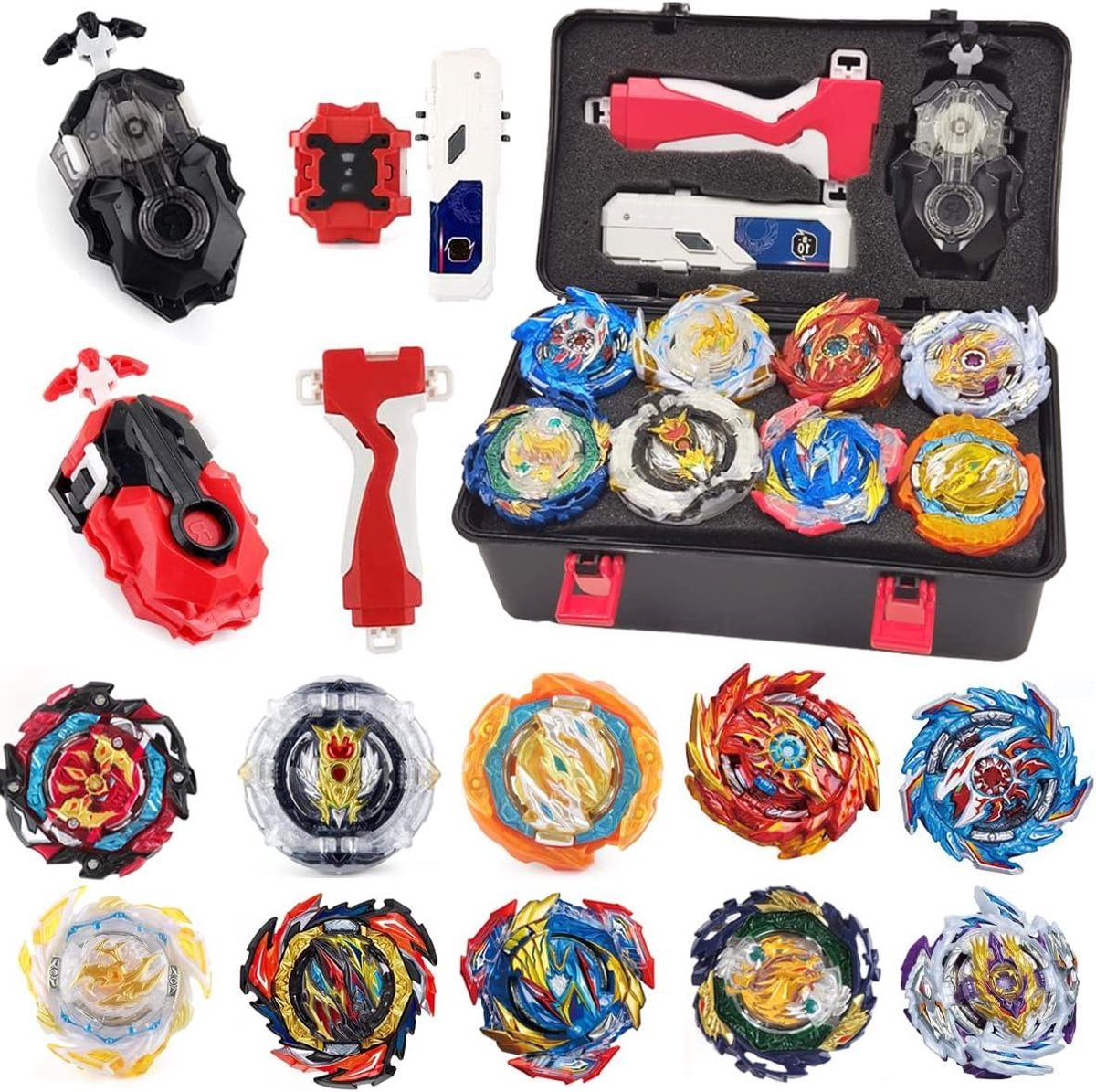 Draaitollen Set - Gyro Tops - Kinderen Vechten - 10 Verschillende Stukken - 30 x 30 x 102 cm - Meerkleurig