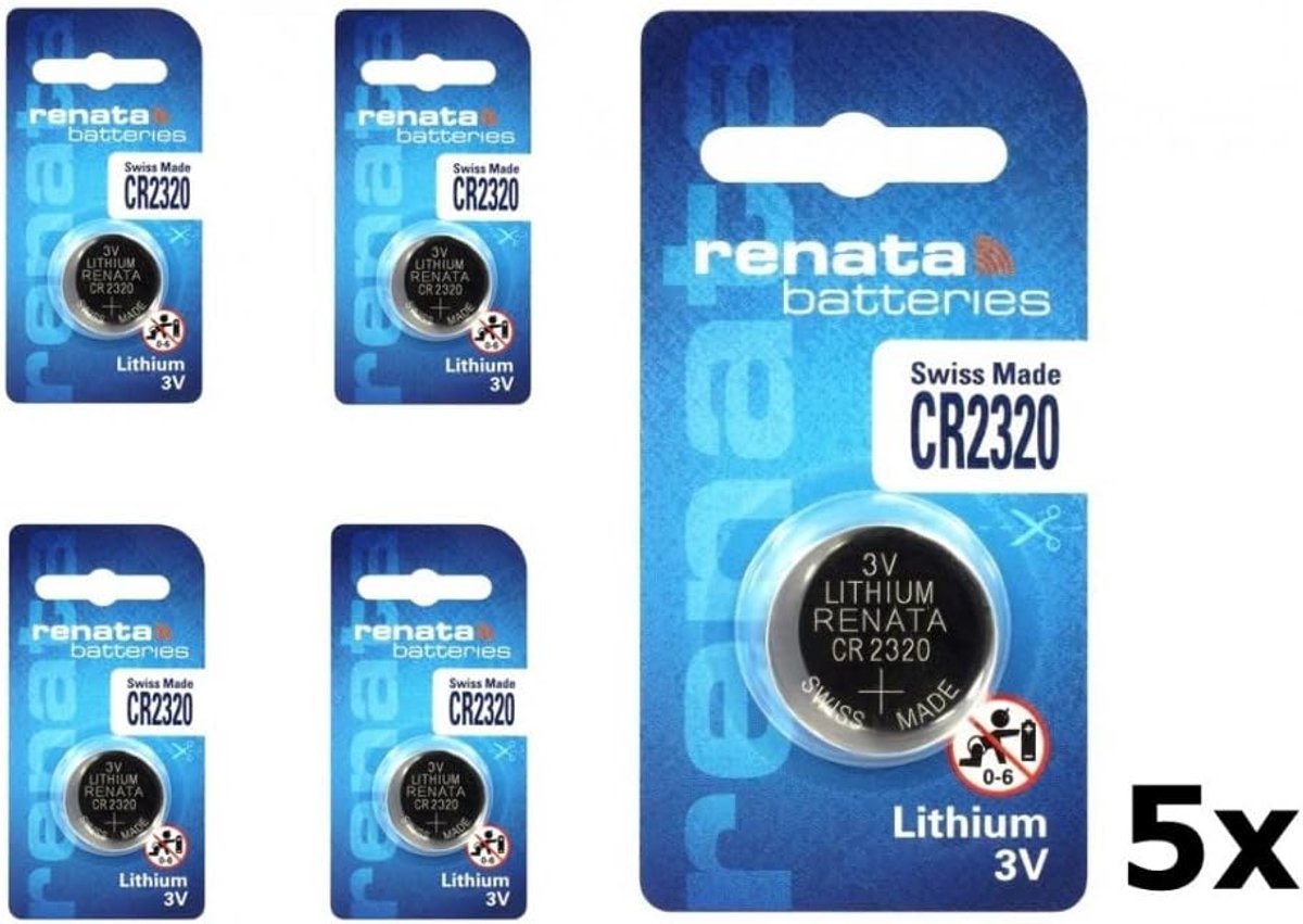 Lithium Knoopcel Batterij - CR2320 Batterijen - Apparaten Aandrijven - Zwitserse Kwaliteit - 5 Stuks - zilver